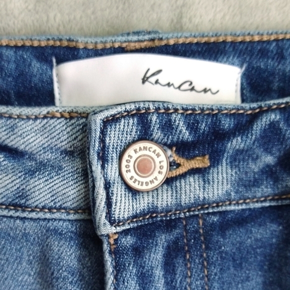 Kancan Iona Scissor Released Hem High Rise Jean Medium Stone Distressed Cropped - Picture 7 of 10